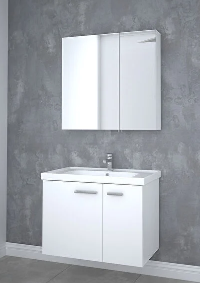Denko Terra 80 cm beyaz banyo dolabı takımı