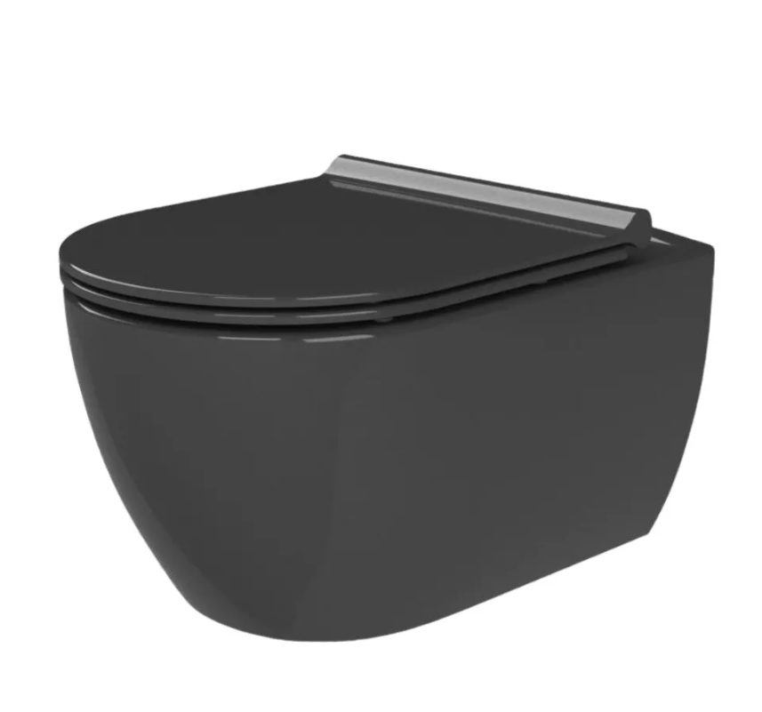 TURKUAZ City Rimless Mat Antrasit Asma Klozet, Turkuaz City Mat Antrasit Yavaş Kapak