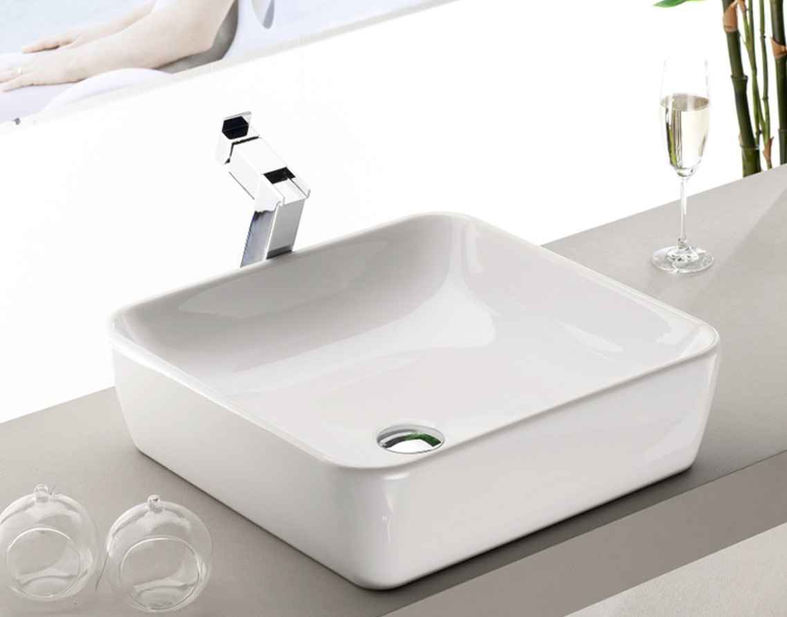 Turkuaz One 46 x 46 cm Deliksiz Kare Tezgah Üstü Lavabo