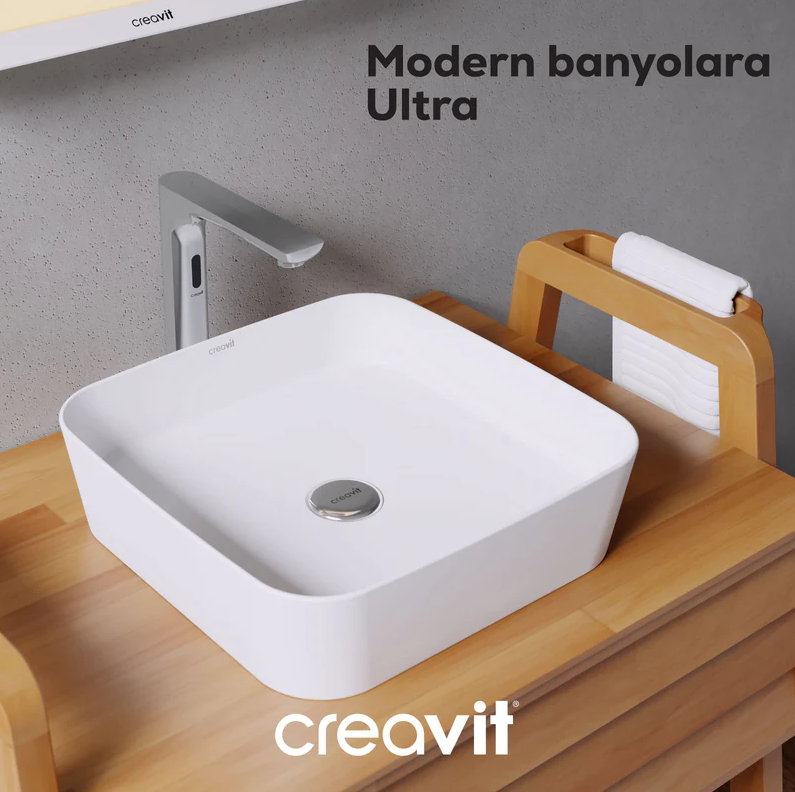 Creavit UL040 Ultra Kare Deliksiz Çanak Lavabo 40 cm