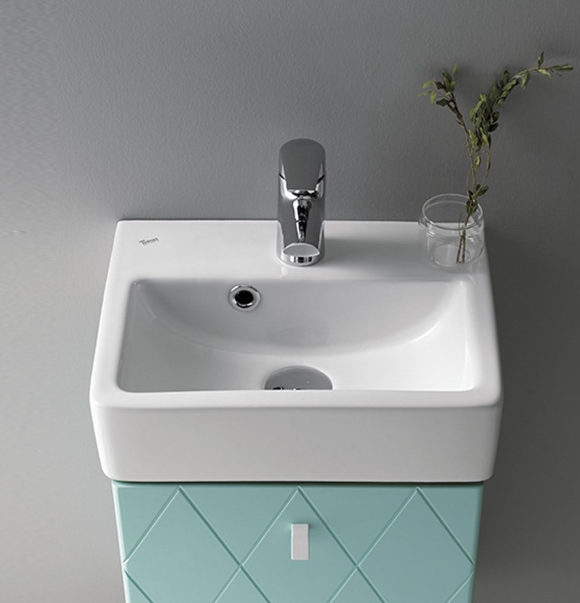 Turkuaz Mini Kare 28 x 38 cm Etejer Uyumlu Lavabo