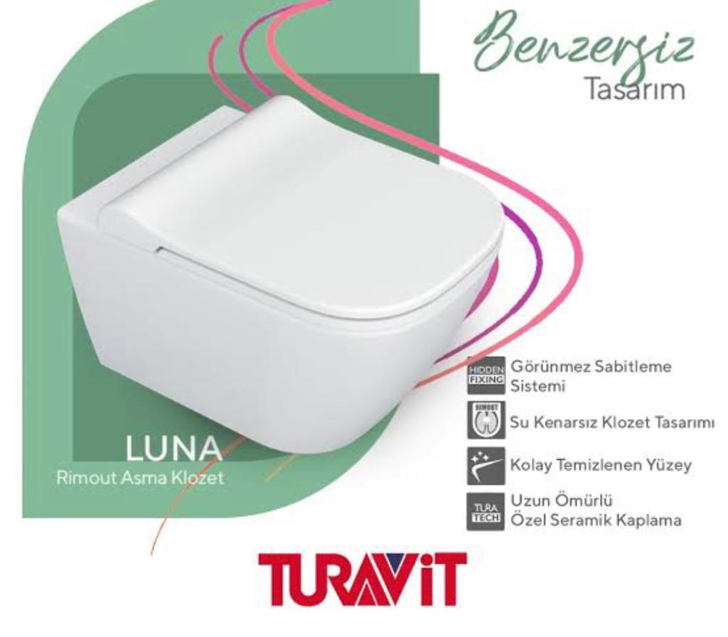 Turavit LN5610 Luna Kanalsız Asma Klozet Lento Duroplast Yavaş Kapak