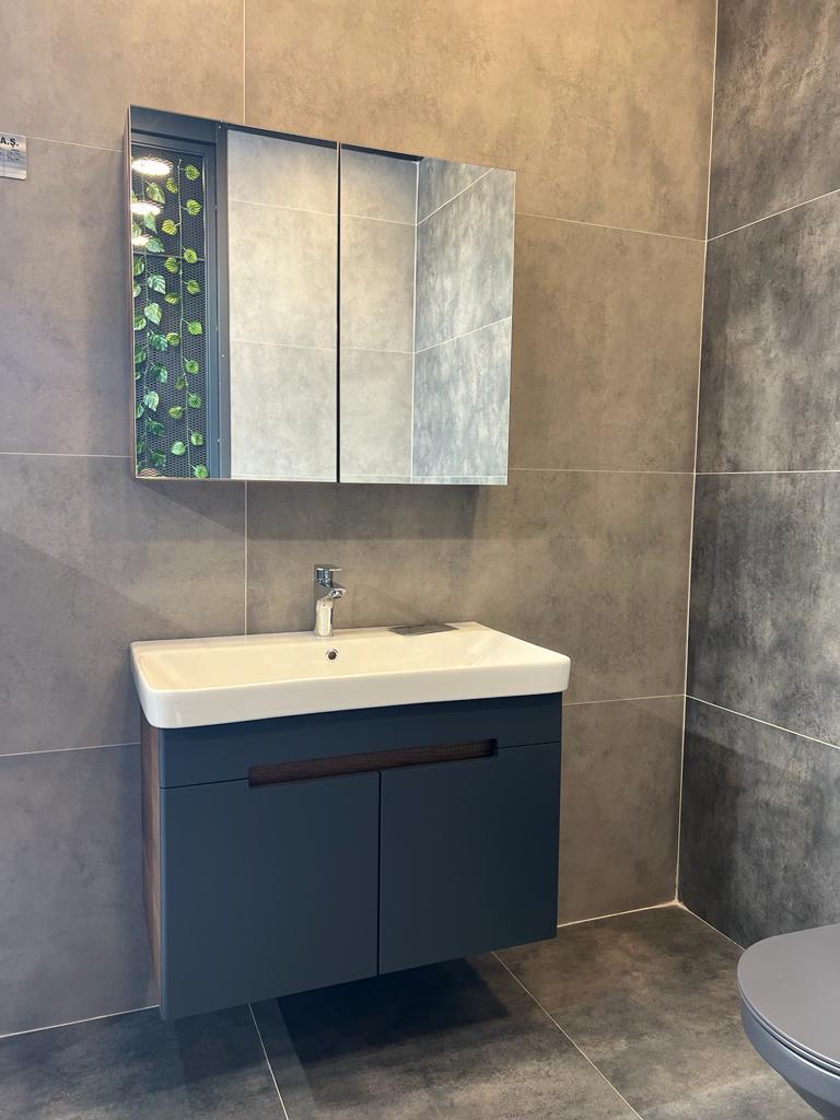 Smart Banyo Trend 80 cm Barok-Matt Antrasit Banyo Dolap Takım