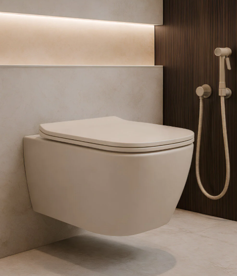 Turavit Luna Kanalsız Mat Cappucino Asma Klozet LN5610C, Luna Mat Cappucino Duroplast Yavaş Kapak