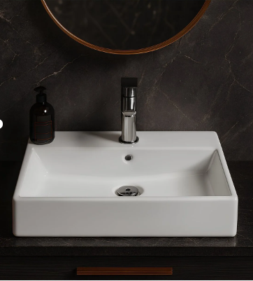 Turavit Vega Dikdötgen Beyaz Delikli Lavabo 80x45 Cm VG0080