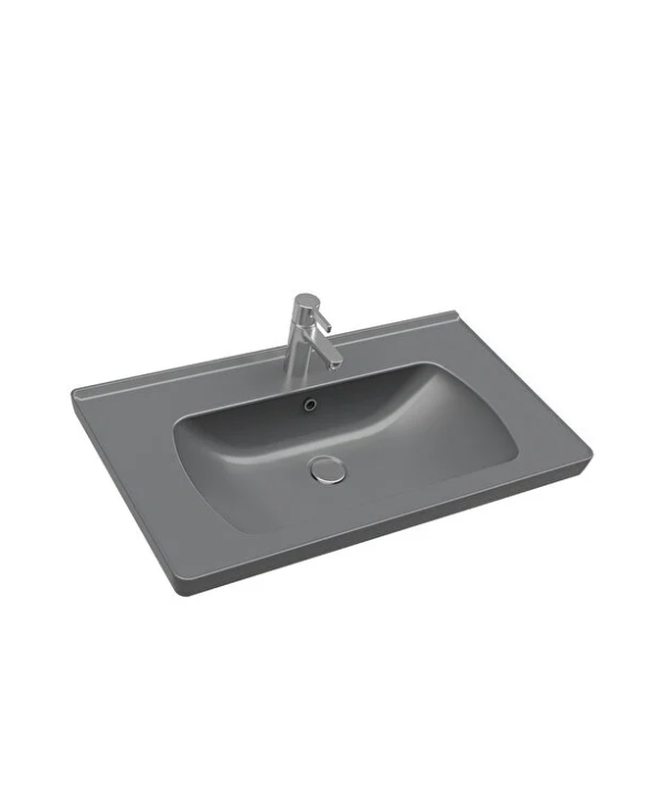 Seramiksan Saturn Mat Antrasit Etajer Uyumlu Lavabo 80 Cm A142021K