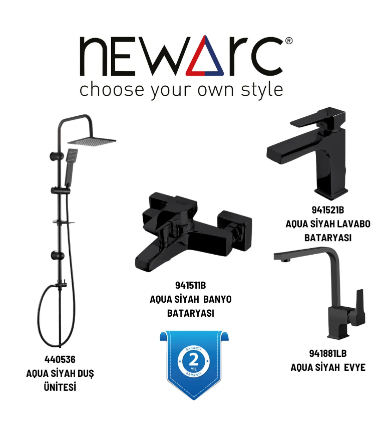 Newarc Aqua Siyah Batarya 4 ' Lü Set, 440536,941511B,941521B,941881LB